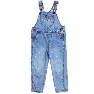 OshKosh B'gosh Light Blue with pink hearts Denim Overalls 3T